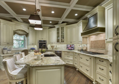 Voorhees Residence kitchen with island and stools